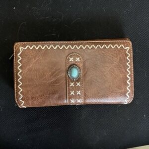 Montana West Women's Brown, Faux Leather Wallet, Zip And Snap Button Closure